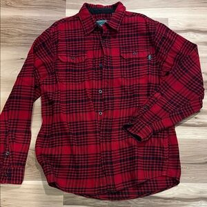 Woolrich Red and Black Checkered Men's Shirt 100% cotton with side pockets